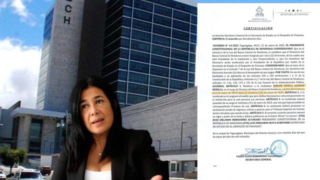 Miriam Guzmán pasa del sistema tributario a una flamante dirección en Banco Central de Honduras