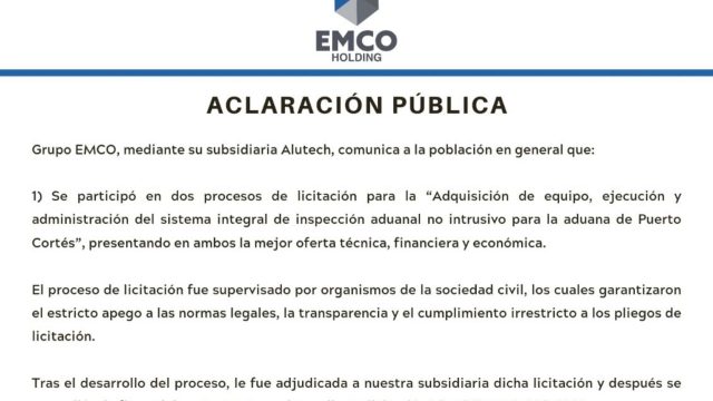 Grupo Emco: Alutech ganó licitación de rayos X de forma transparente y participará en nuevo proceso, porque es la mejor opción técnica, financiera y económica
