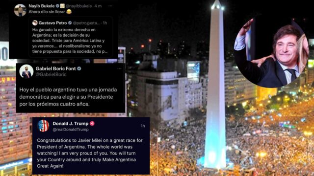 Gobernantes y líderes políticos felicitan a Milei como presidente electo de Argentina